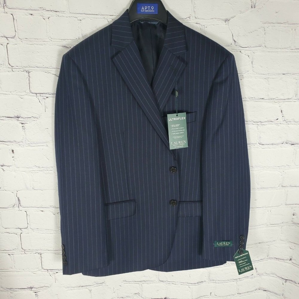 Lauren Ralph Lauren Men's Size 42 S Navy Striped UltraFlex Suit Blazer Jacket - Picture 10 of 12